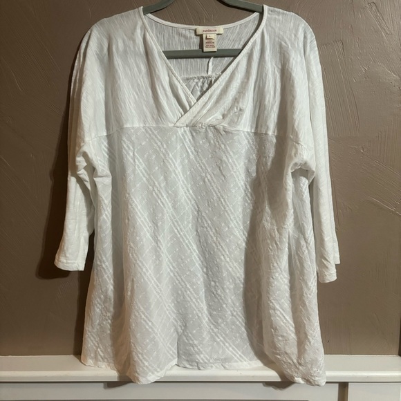 Sundance Tops - Sundance catalog white 3/4 length sleeve textured womens blouse Large top